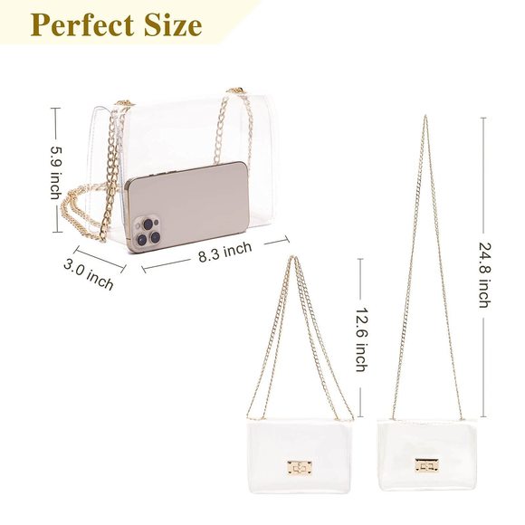 Clear Purse, Clear Bag Stadium Aroved, Transparent Crossbody Bag ^_^ - Picture 2 of 7